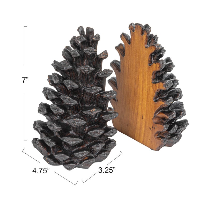 Creative Co-Op Pinecone Shaped Resin Bookends (Set of 2 Pieces) - Image 2